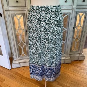 J Jill Green & Blue Floral Maxi Skirt NWT Medium